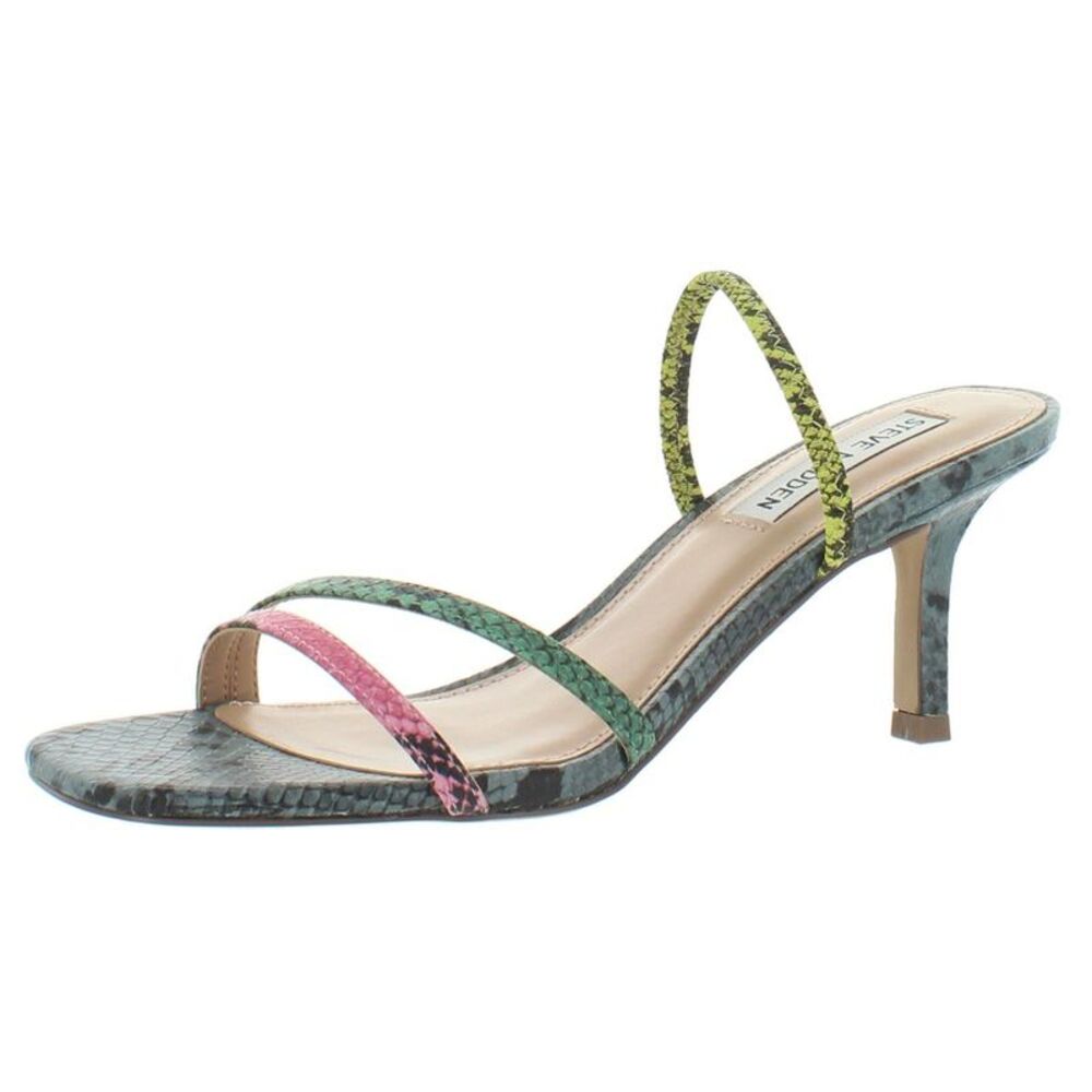 Steve Madden Womens Loft Blue Suede Clear Slip On Heel Sandals  Shoes NWOB